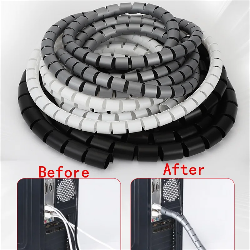 2M/1M Flexible Spirale Kabel Draht Schutz Kabel Organizer Computer Kabel Schutzhülle Rohr Clip Organizer Management werkzeuge 16/10mm Image