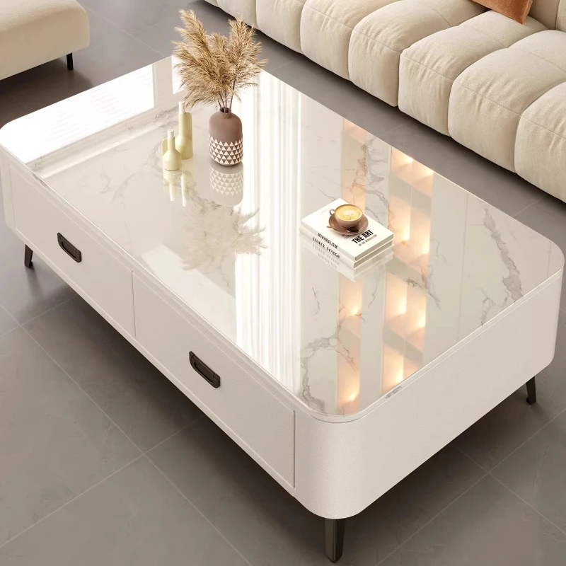 Ästhetischer Dekorativer Couchtisch Moderner Nordischer Couchtisch mit Aufbewahrungsschubladen Minimalistischer Designer Beistelltisch Wohnmöbel