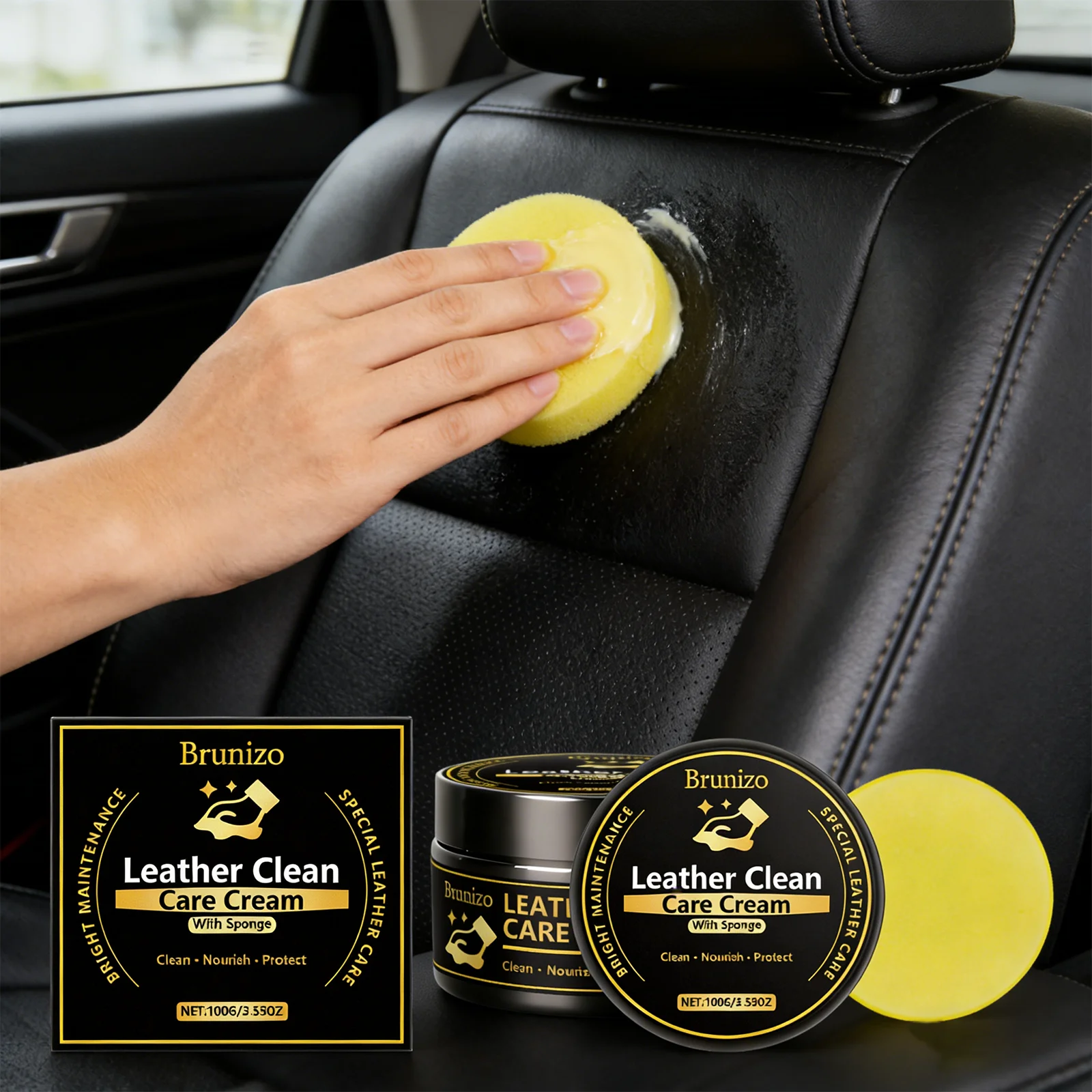 Lederpflegecreme und -reiniger, Autositz-Reiniger, Autoinnenraum-Reinigungsset, Möbelpolitur und Glanzschutz Image