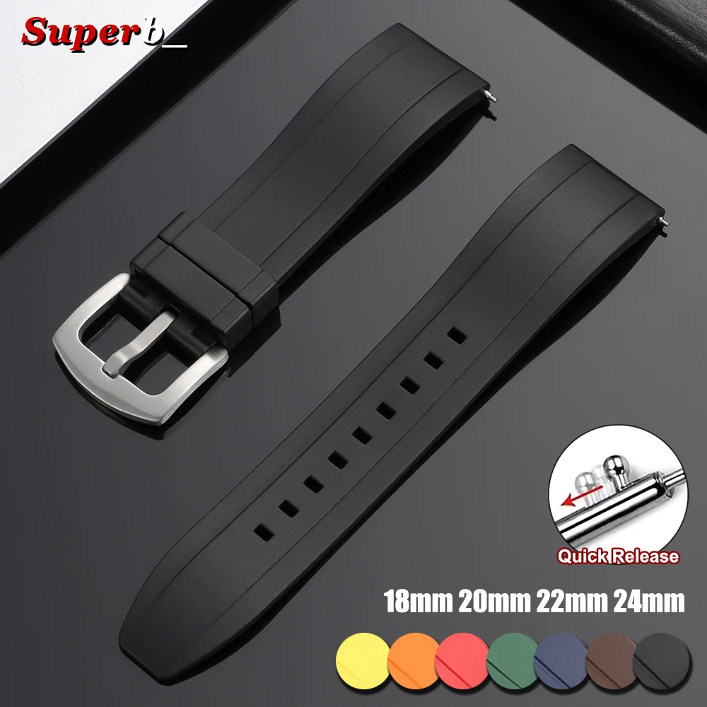 Schnellverschluss Silikon-Uhrenarmband Wasserdichtes Sport-Gummi-Uhrenband 20mm 22mm Universelles Ersatz-Armband für Herren Image