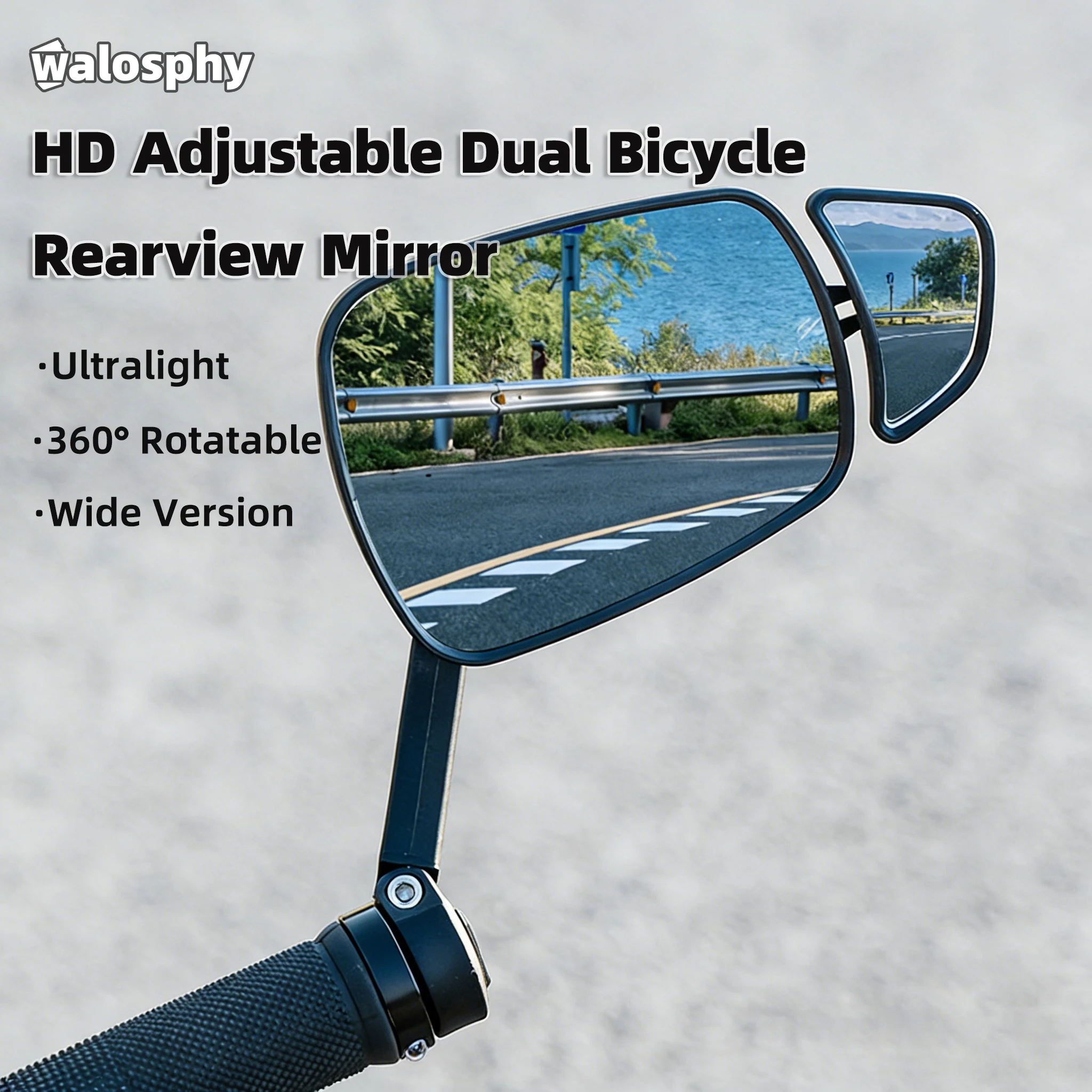 Walosphy HD Dual-Fahrrad-Rückspiegel 360° ° Drehbarer Mountainbike-Seitenspiegel Ultraleichter Fahrrad-Lenkerendenspiegel Image