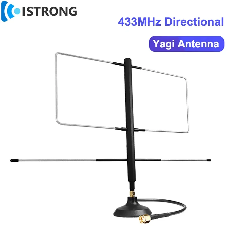 433 MHz Richtantenne mit großer Reichweite, 2-Einheiten-Yagi-Antenne, 6 dBi, High-Gain-Radio, TV-Signalverstärker, Handfunkstation + UV-SMA Image