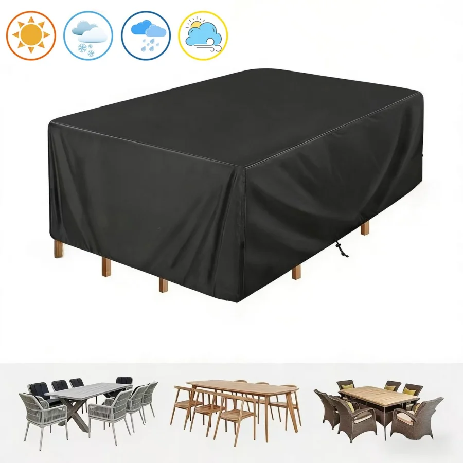 Gartenmöbel-Abdeckung in verschiedenen Größen, 210D-Material, staub- und wasserdicht, geeignet als Staubschutz für Terrassenstühle.