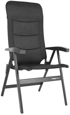 Großer Campingstuhl, klappbar, für Outdoor-Camping, ergonomisch mit Kopfkissen, 100% Polyester, Dunkelbraun