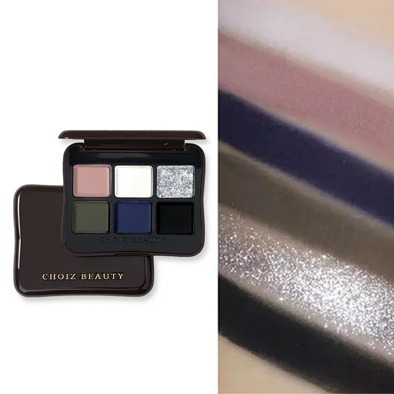 CHOIZ BEAUTY 6 Farben Lidschatten-Palette Matt Glitzer Chamäleon Rot Schwarz Hochpigmentiert Goth Punk Langanhaltend Halloween Augen-Make-up Image
