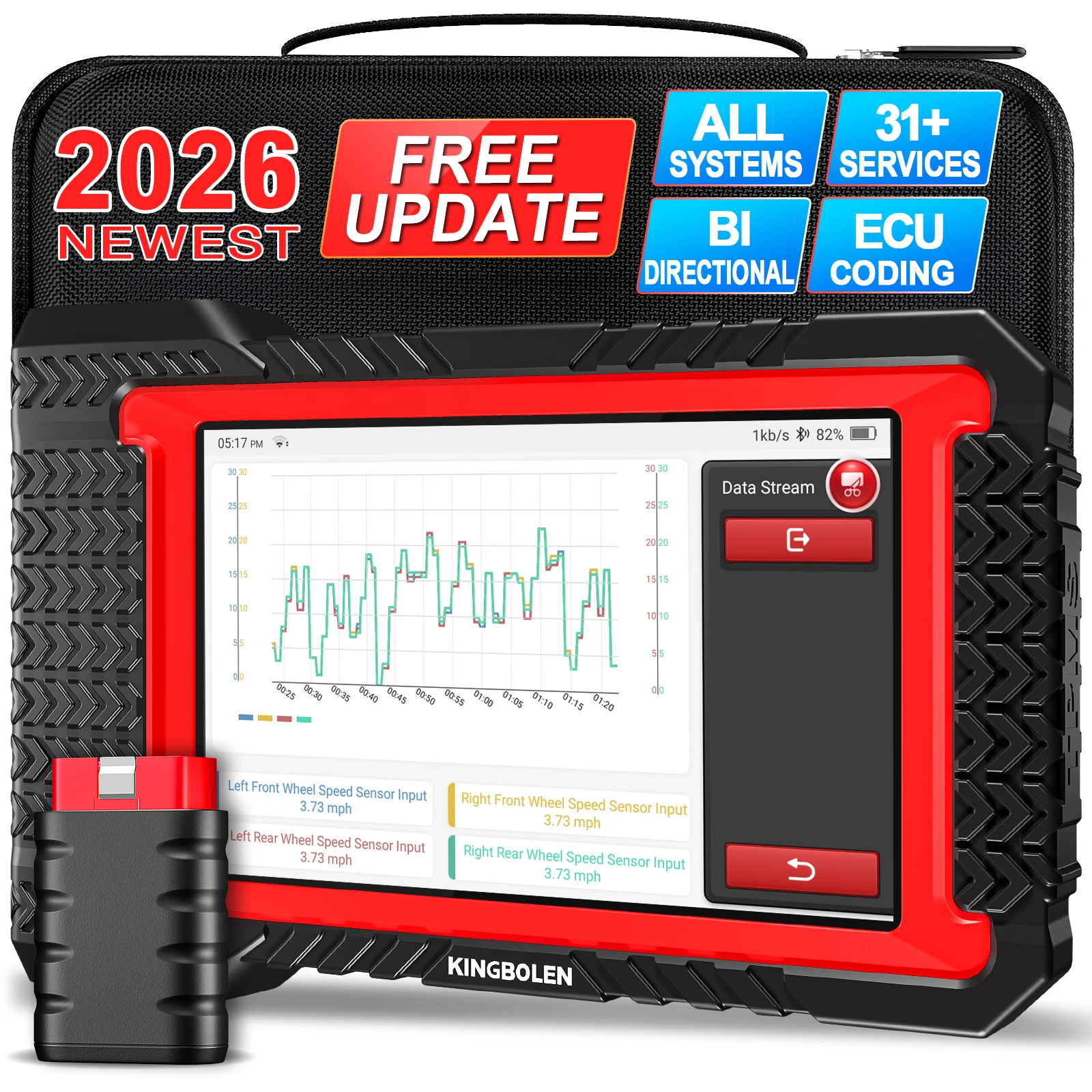 [Kostenlose lebenslange Updates] KINGBOLEN K7 OBD2 Scanner ECU-Codierung Bidirektional 28 Reset-Funktionen Diagnosegerät für ALLE Systeme PK THINKSCAN MAX 2 Image