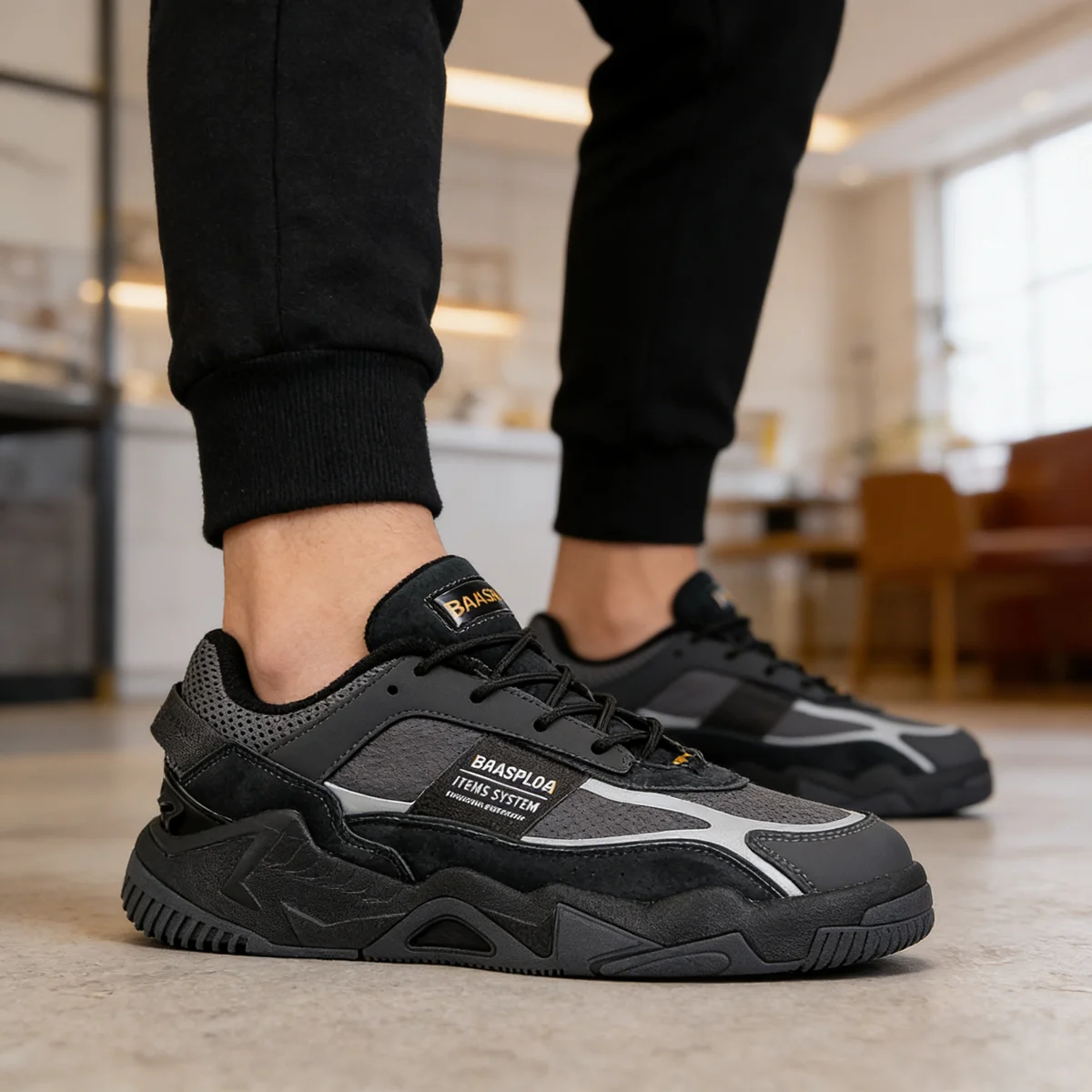 Baasploa Herren-Walking-Sneaker, neue Mode, Leder, wasserdicht, bequeme Schuhe, männlich, lässig, rutschfest, verschleißfest, Tenis Sh Image
