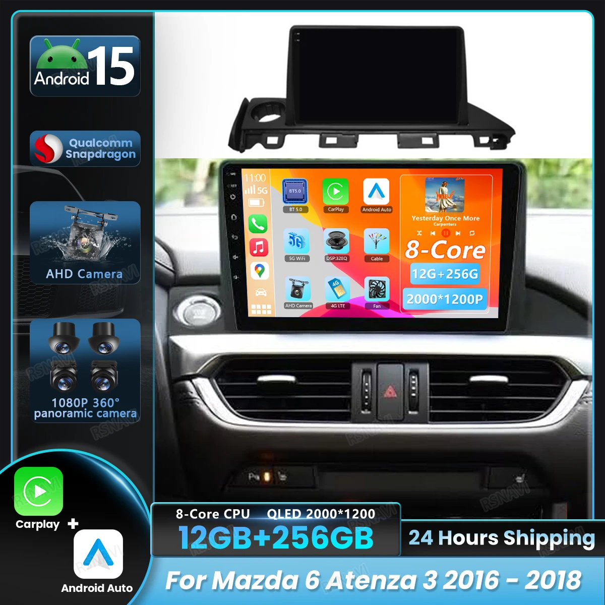 Android 15 Auto Radio Für Mazda 6 Atenza 3 2016 2017 2018 Multimedia-Player Video WIFi + 4G DSP head Unit Touchscreen Carplay Auto Image