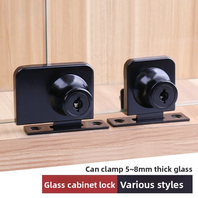 2 Stück Schlüsselschrank-Vitrinenschloss, Schiebetürschloss für 5–8 mm Glas, Sicherheitsschlösser ohne Bohren, Türbeschläge Image