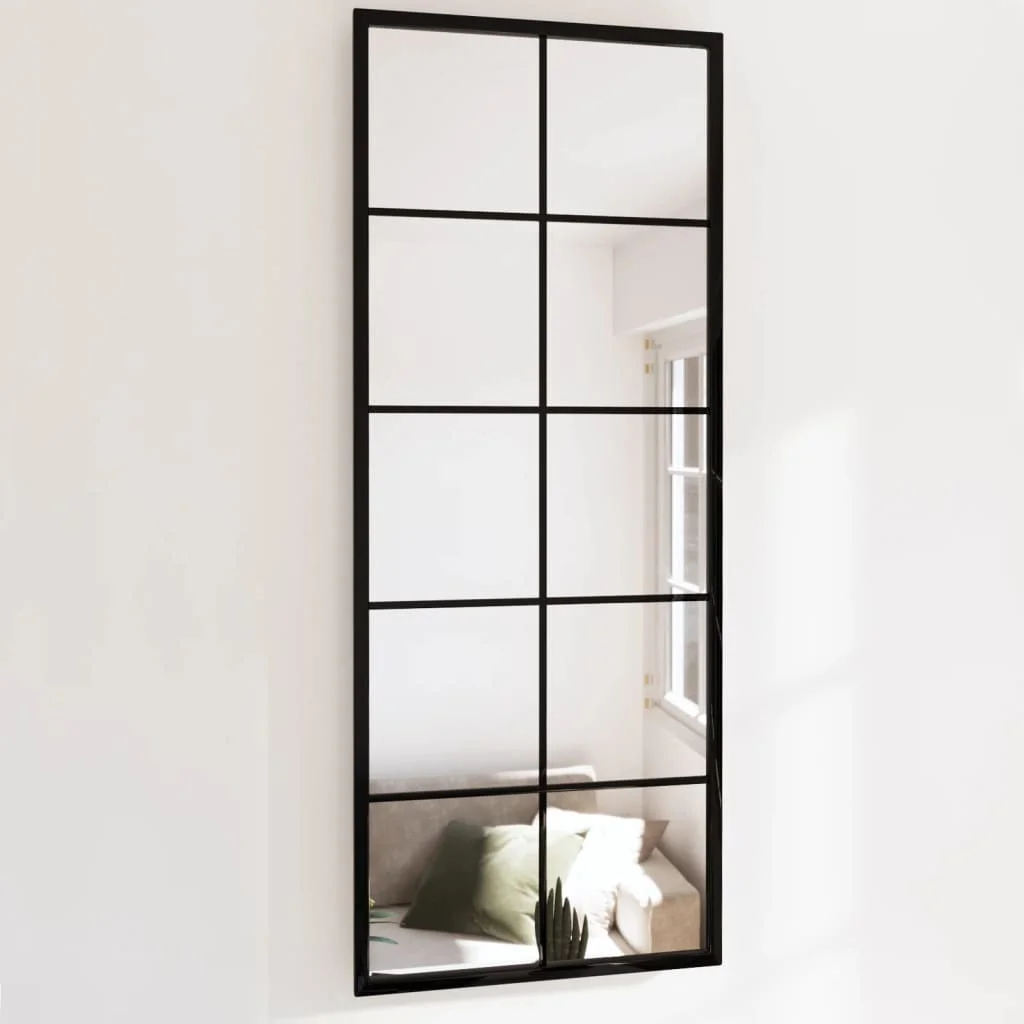 Schwarzer Wandspiegel 100x40 cm aus Metall