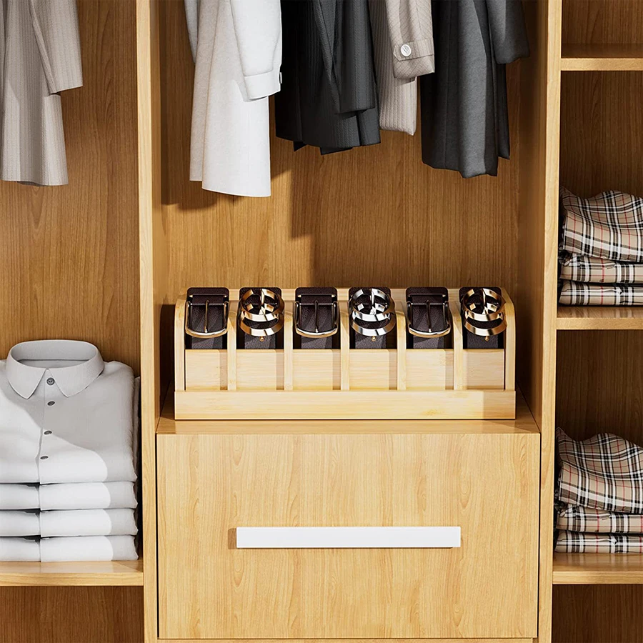 Holz-Gürtelaufbewahrungsbox Haushalt Kleiderschrank Krawatten-Organizer mit Mehrfachfächern Uhrenaufbewahrung Präsentationsbox
