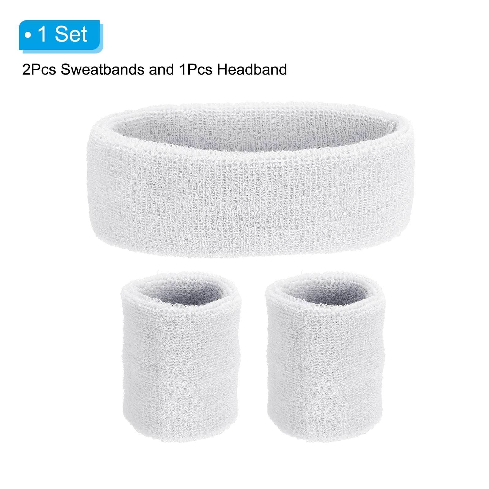 Sport-Armbänder und Stirnbänder Set 8x8cm Frottee Athletisches Schweißabsorbierendes Stirnband 20x5cm für Tennis, Basketball, Laufen Image
