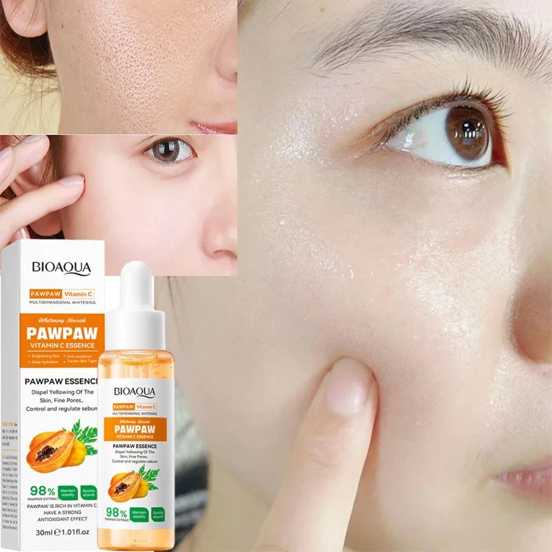 Papaya VC Aufhellendes Serum Verbessert Mattigkeit Entfernt Dunkle Flecken Effektive Aufhellung Sommersprossen-Produkt Feuchtigkeitsspendende Gesichtspflege Schönheit Image