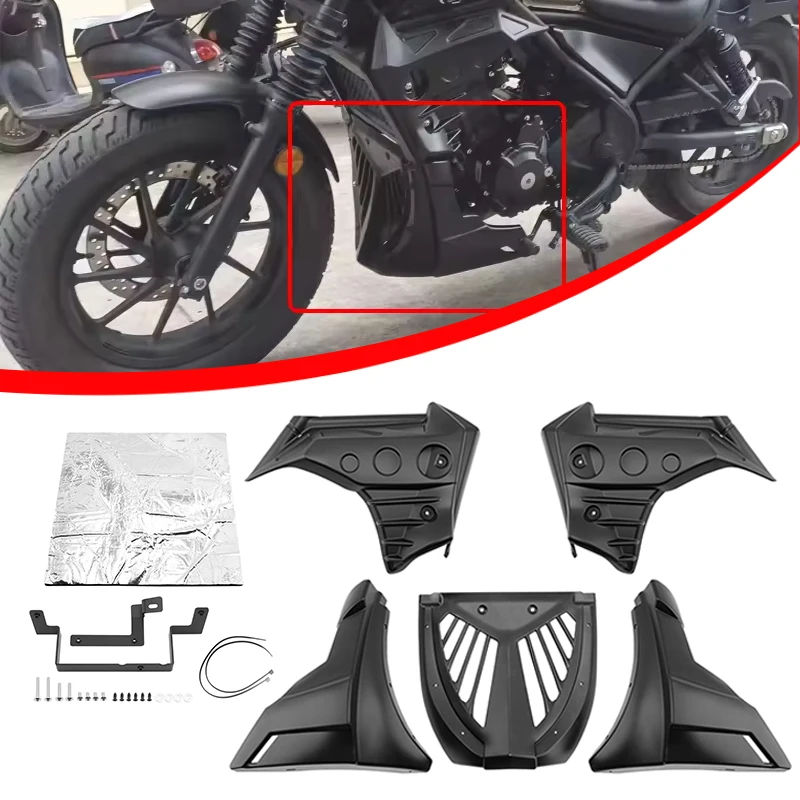 Schwarz Motorrad Verkleidung Abdeckung Seite Unter Bauch Pan Schutz Motor Panel Motor Schutz Für Honda Rebel CMX 500 CMX500 2017-UP Image