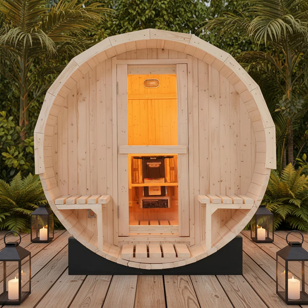 Lussuosa Sauna a Botte e Bagno Turco 2-in-1 per Esterni: Kit Spa Domestico per 6 Persone con Vapore di Grado Commerciale per Relax e Benessere