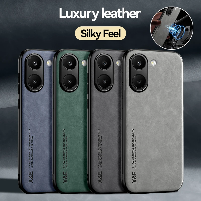 EUCAGR PU-Leder Magnetische Stoßfeste Rückseite Hülle für Xiaomi POCO X8 Pro Max mit Metallplatte Handyhülle für Xiaomi POCO X8Pro Image