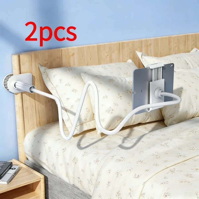 2 Stück 128 cm Handy- und Tablet-Halterung, Lazy Bracket 360 ° Flexible Klemmhalterung mit langen Armen für Kopfstützen von Betten, geeignet für Geräte mit einer Größe von 3,5-6,7 Zoll. Image