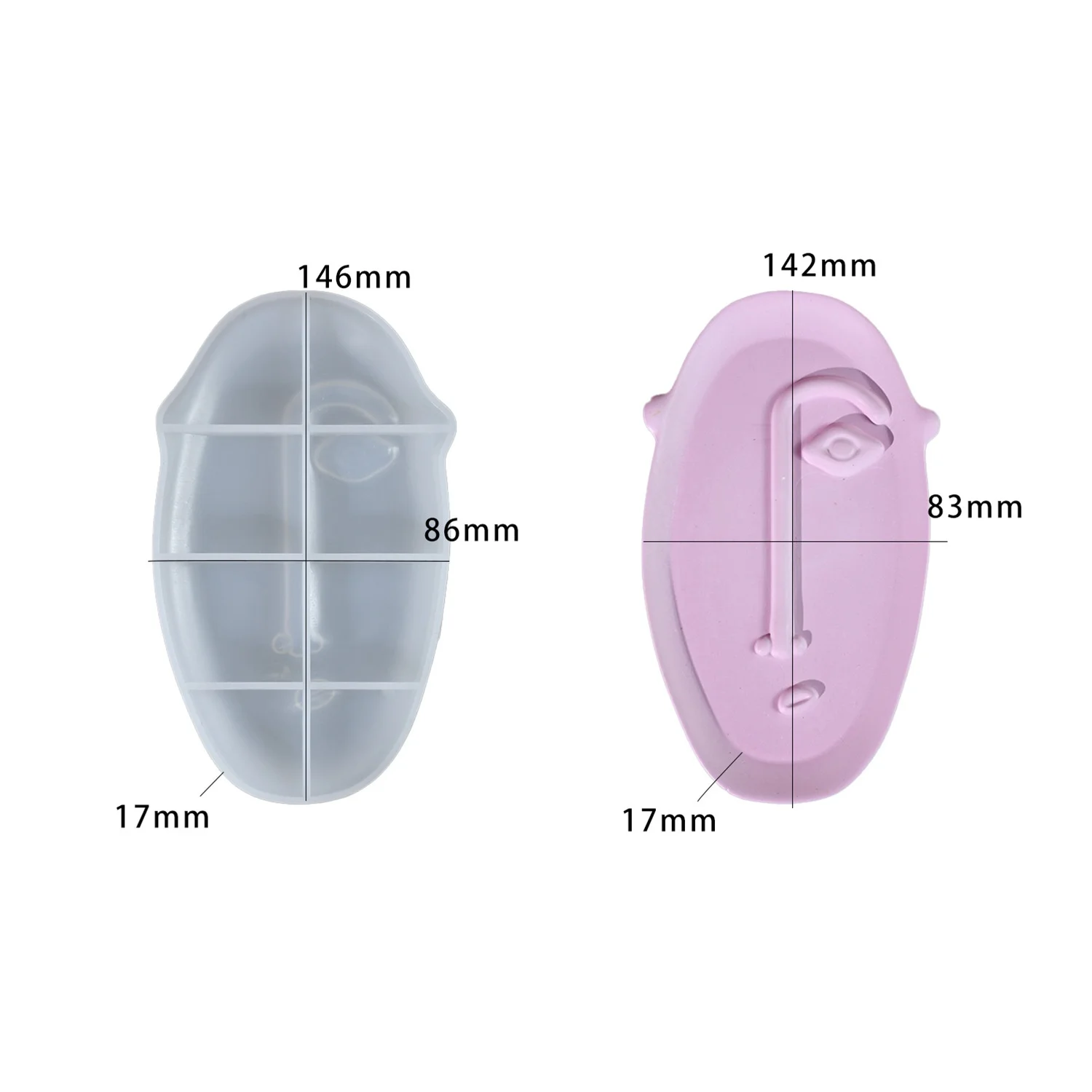 DIY Epoxidharz-Gießform Abstrakte Gesichtsform Silikon-Gießform Gips-Aufbewahrungsschale Image