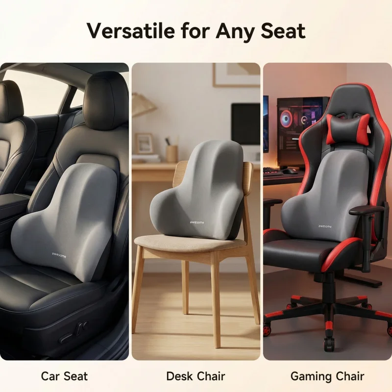 Auto-Nackenkissen aus Memory-Schaum, Schützende Lendenwirbelstütze, Atmungsaktives Auto-Kopfstützenkissen zur Stresslinderung, Autositzkissen Image