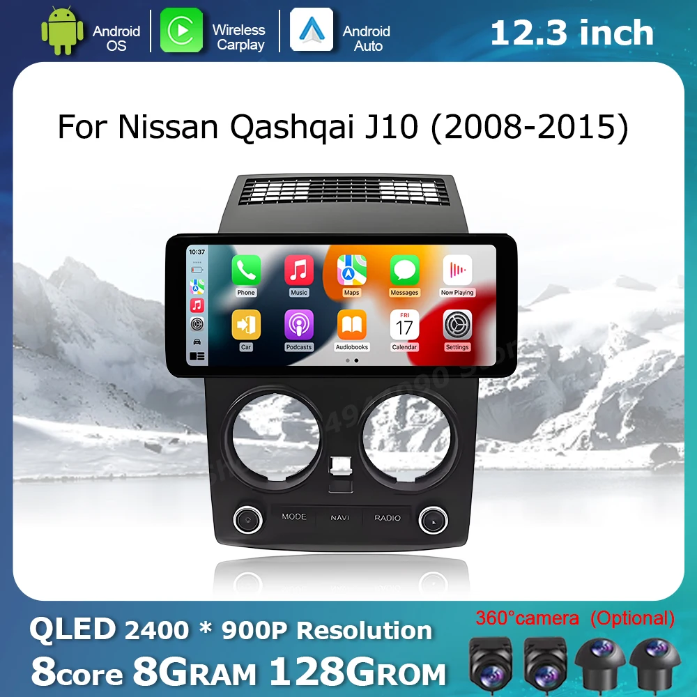 Android OS Auto Display Bildschirm für Nissan Qashqai J10 2008-2015 Multimedia Radio Player DSP Stereo BT GPS Navi drahtlose Carplay Image
