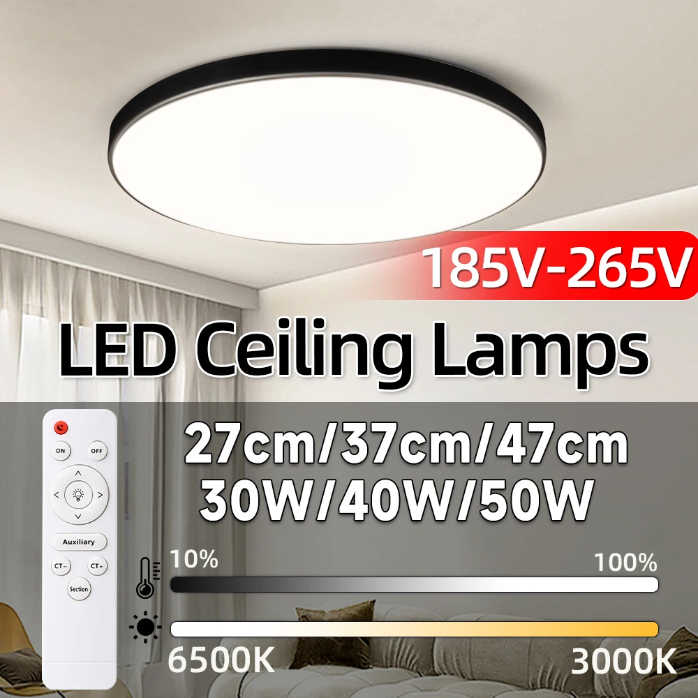 Intelligente LED-Deckenleuchte, 30 W, 40 W, 50 W, dimmbar, moderne LED-Deckenleuchten mit Fernbedienung, LED-Leuchten für Zimmer und Wohnzimmer