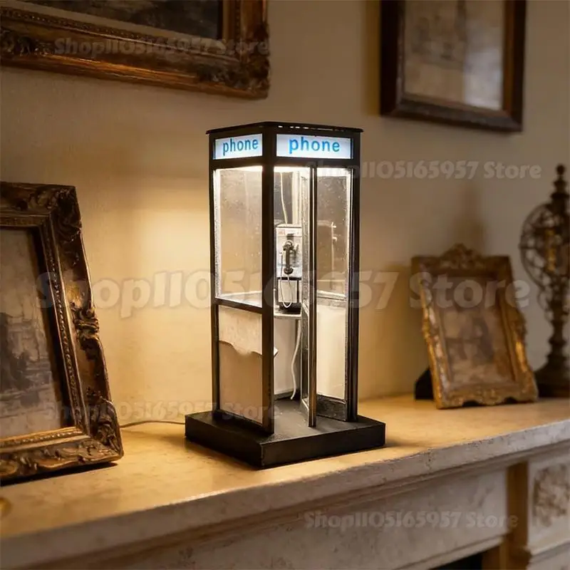 2026 Retro Vintage Hohe Telefonzellen-Lampe, Warme LED-Tischleuchte mit Detailliertem Telefonzellen-Design für Schlafzimmer, Wohndekoration