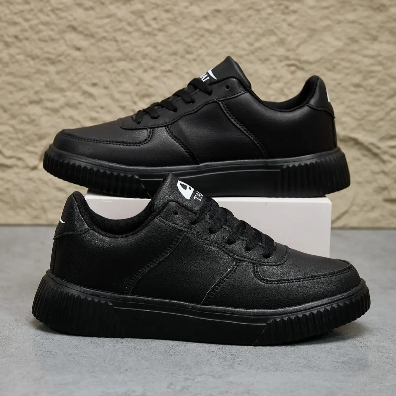 Herren Outdoor-Lederschuhe, flach, klassisch, schwarz, Sportschuhe, Schnürschuhe, Skateboard-Brettschuh, Walking, weiße Freizeit-Laufschuhe