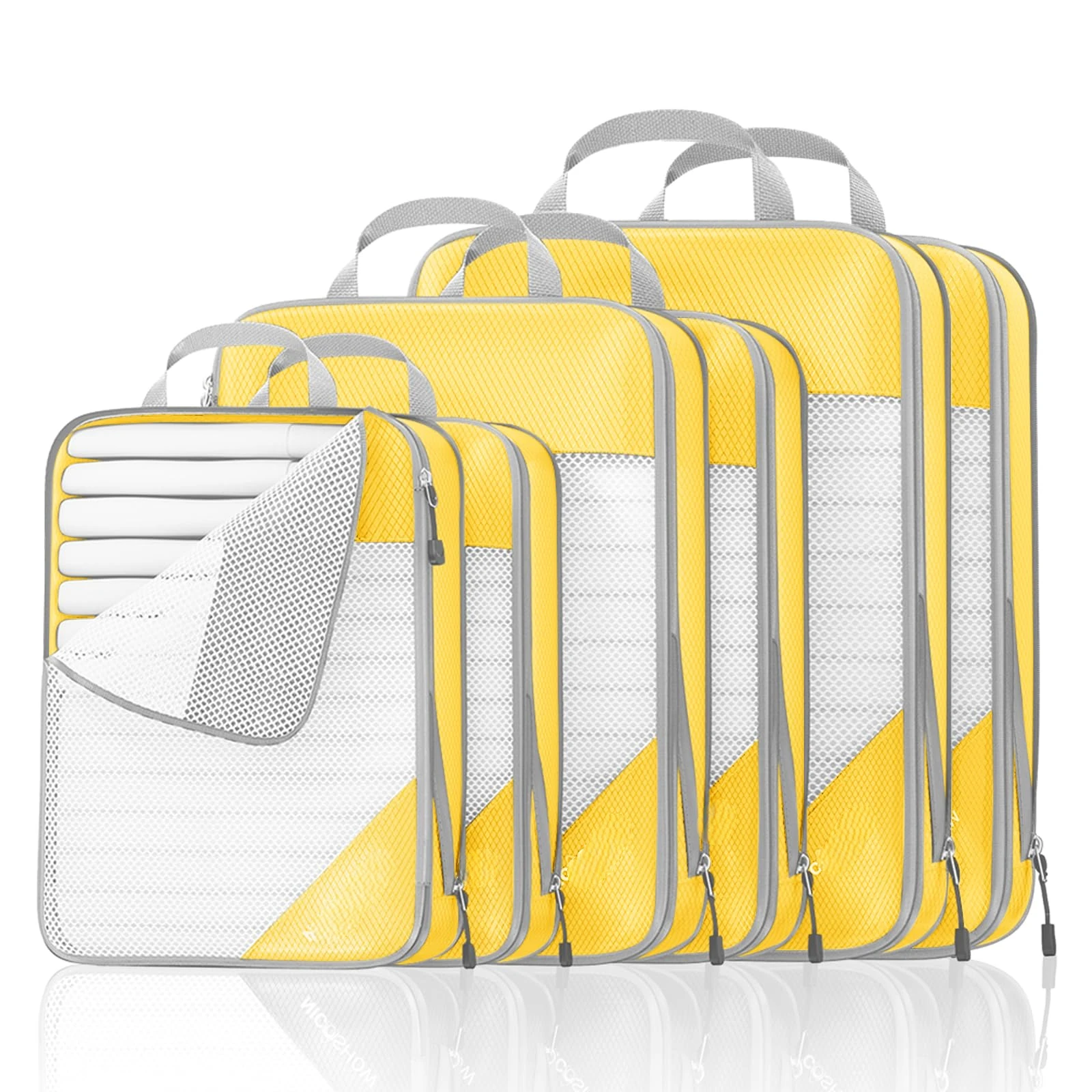 Set di 6 Organizzatori Espandibili per Valigie Cubi per l'Organizzazione dei Bagagli Set di Compressione per Viaggi