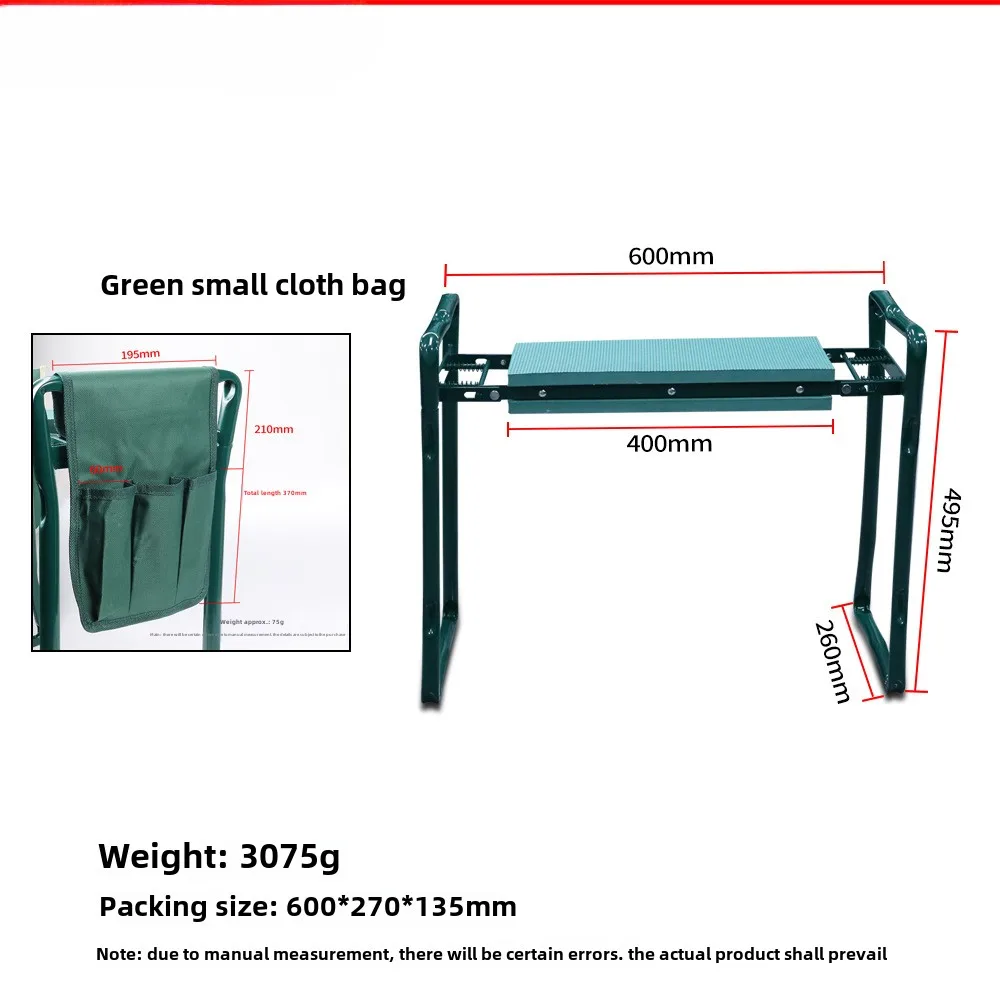 Siège et genouillère de jardin pliables avec sac à outils, banc de jardin avec coussin en mousse EVA, cadeaux de jardinage pour femmes et hommes