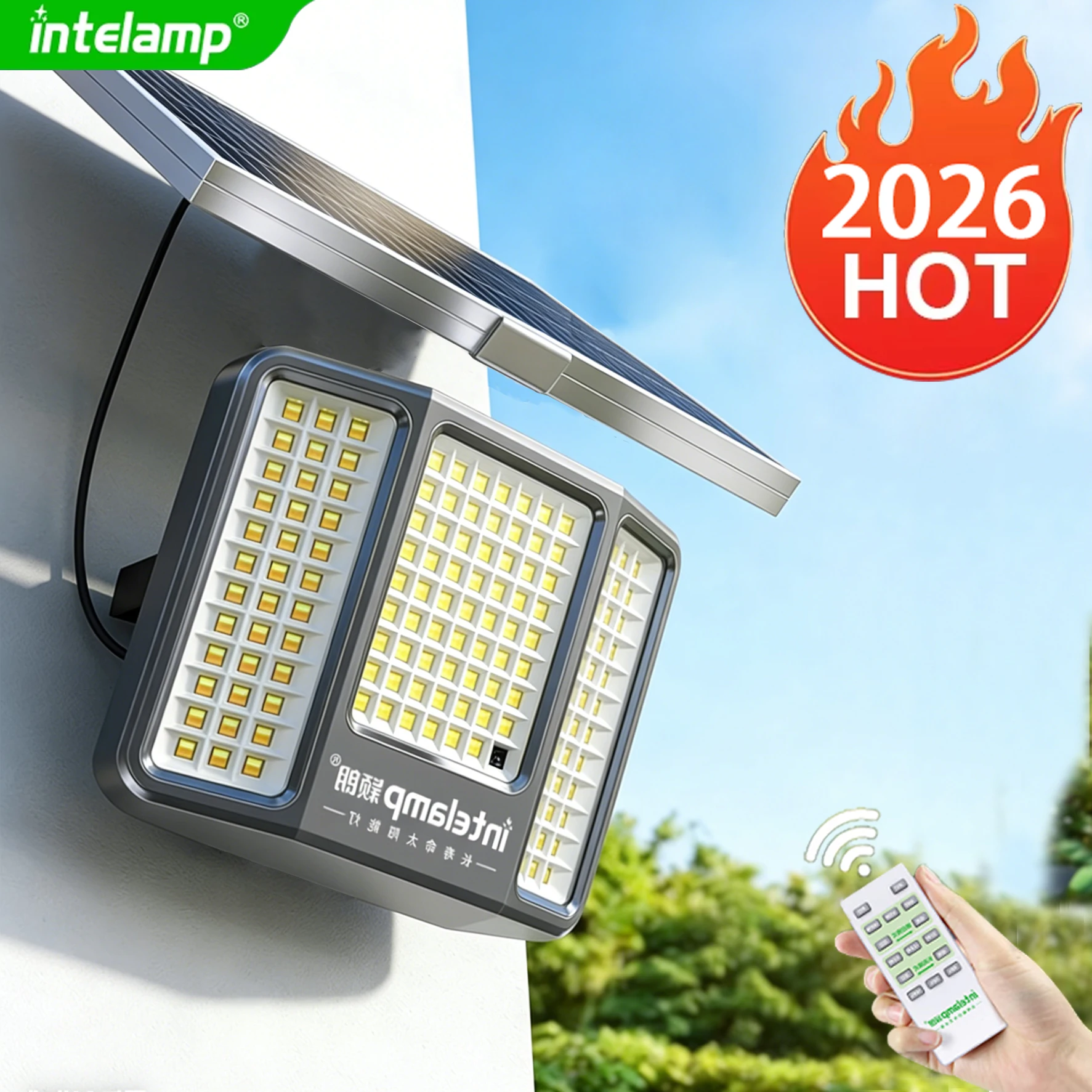 Lampes solaires extérieures 40000mAh avec 3 couleurs de lumière, lampe murale super lumineuse, étanche IP65, lampadaire pour jardin, cour, allée, garage lampe extérieur solaire lampe solaire extérieur