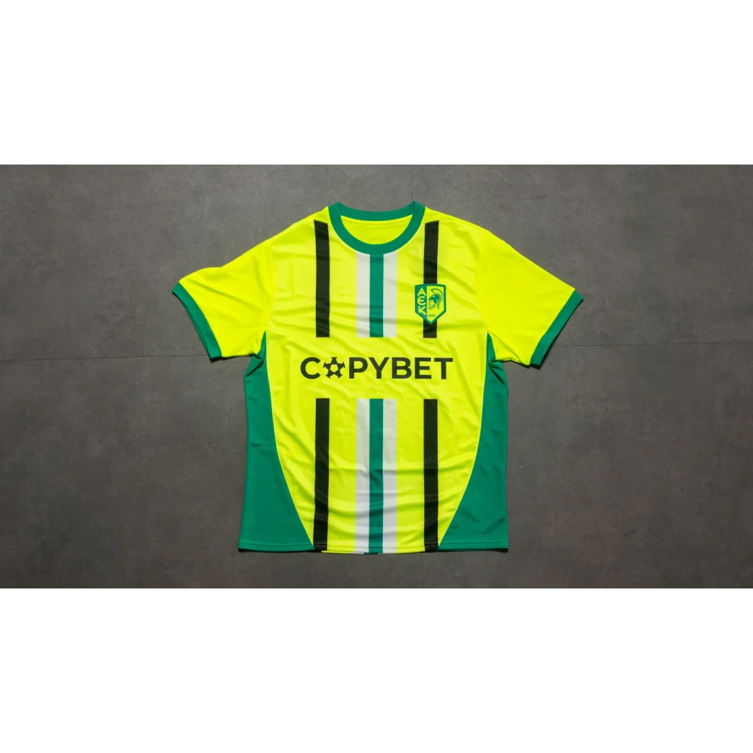 Maillot de football domicile AEK Larnaca 25-26, ensemble d'entraînement, sport d'été, séchage rapide, T-shirt homme, vêtements enfant, Tee Y2K femme ﻿