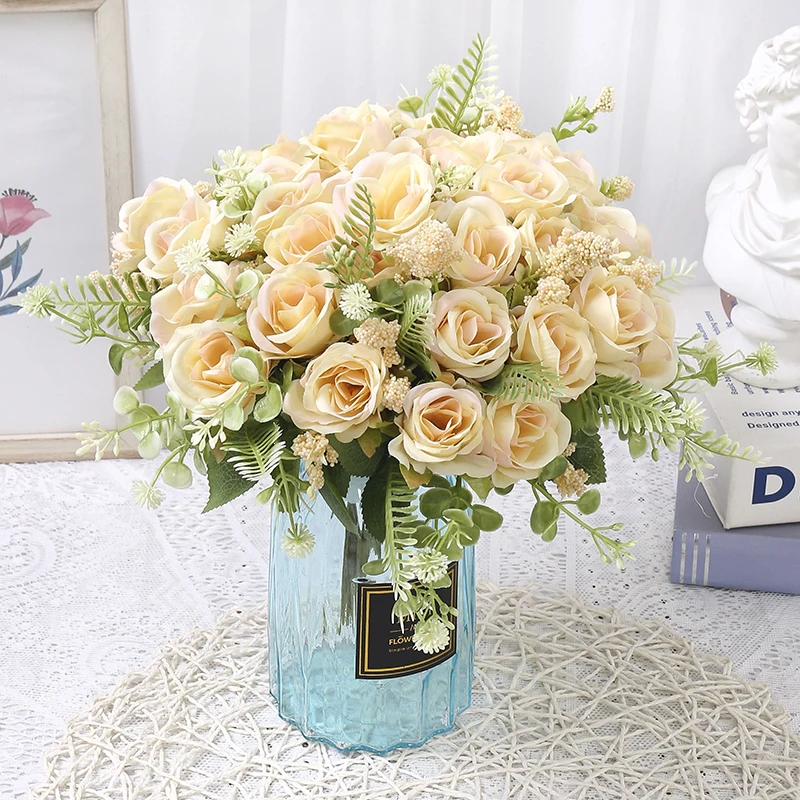 1/3/5PCS Artificial Rose Flower Bouquet Living Room Decoration Wedding Garden Flowers Garden Party Decor Outdoor Bride Bouquet