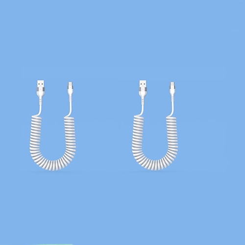 2er-Pack 5A Spiral-USB-C-Kabel fürs Auto, USB-A auf USB-C Schnellladekabel mit Spiralfeder, ausziehbar auf 1 m, spiralförmiges Datenkabel für Android Auto, Samsung Galaxy S24, S23, S22, Google Pixel,