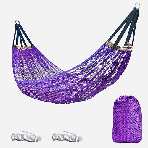 Hängematte aus Eisgewebe mit gebogener Stange und Kippschutz für sicheres und komfortables Entspannen, ideal für Camping, Reisen, Garten und Outdoor-Abenteuer, robust und leicht.