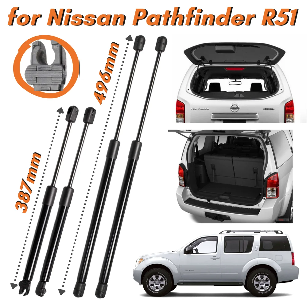 2 pezzi di vetro lunotto posteriore per auto o 2 pezzi portellone molla a gas ammortizzatore montante barra di supporto asta per Nissan Pathfinder R51 2005-2012 SUV