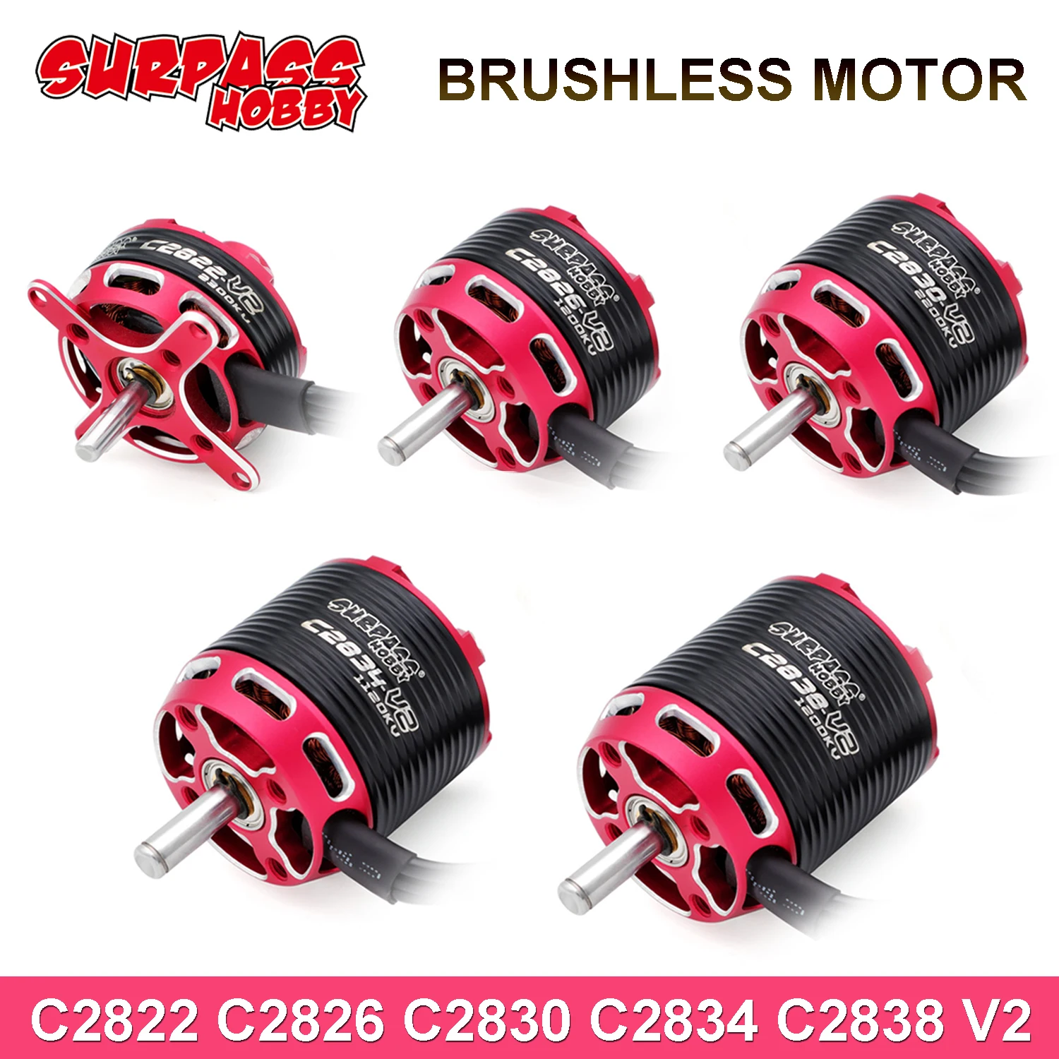 Surpass Hobby Brushless C2822 C2826 C2830 C2834 C2838 V2 Motor 3.0/4.0mm Shaft for RC Airplane Fixed-wing Multicopter Drone Part