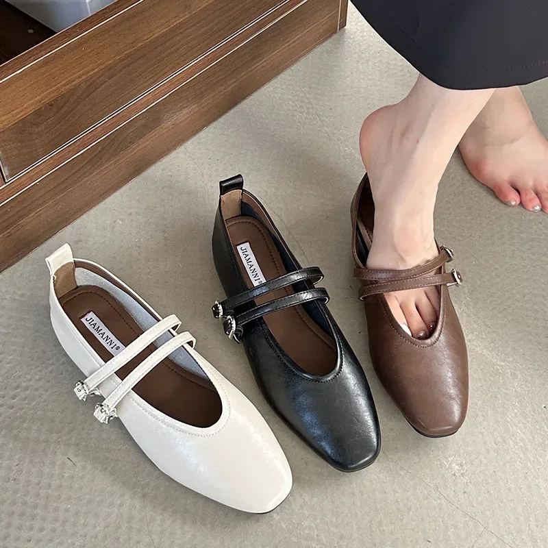 Femme peu profonde luxe mode boucle sangle chaussures femmes chaussures chaussures plates pour femme avec chaussures femme chaussures plates Mary Janes pour les femmes