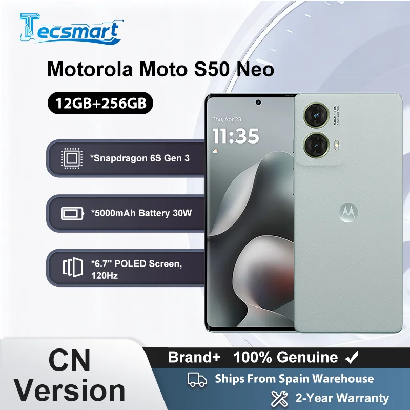 Smartphone-Global Rom MOTOROLA Moto S50 Neo 5G téléphone 120Hz Smartphone 5000mAh 6.7 pouces 50 MP Snapdragon 256GB/512GB téléphone portable Android CN Version Motorola g85