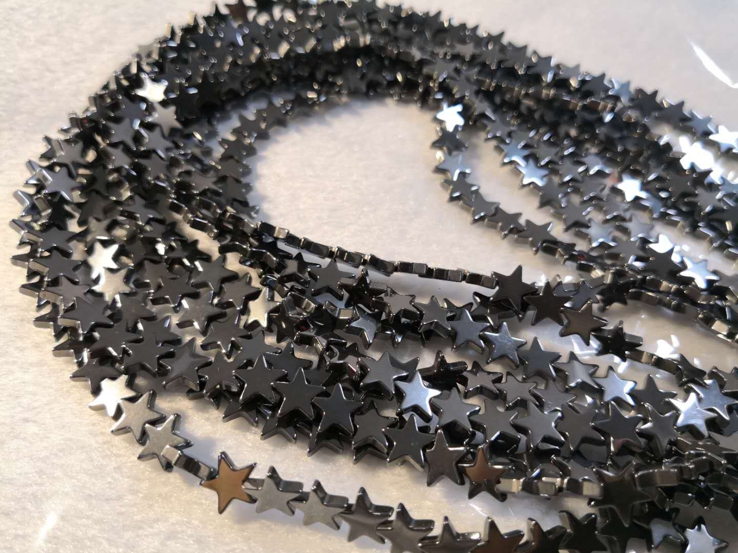 1 filo completo 4mm - 10mm perline di ematite nera a forma di stella, perline di ematite a forma di stella, perline di ematite, perline di stelle, per