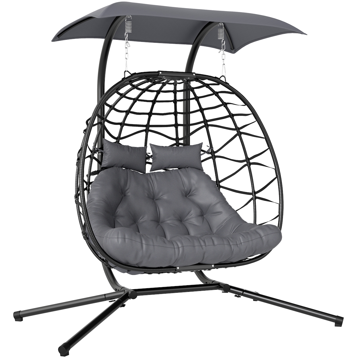 Outsunny-Rattan Hängesessel-170L x 100B x 185H cm-Dunkelgrau Image