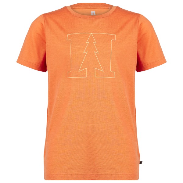 Heber Peak - Kid's MerinoMix150 PineconeHe. Print T-Shirt - Merinoshirt Gr 104 orange
