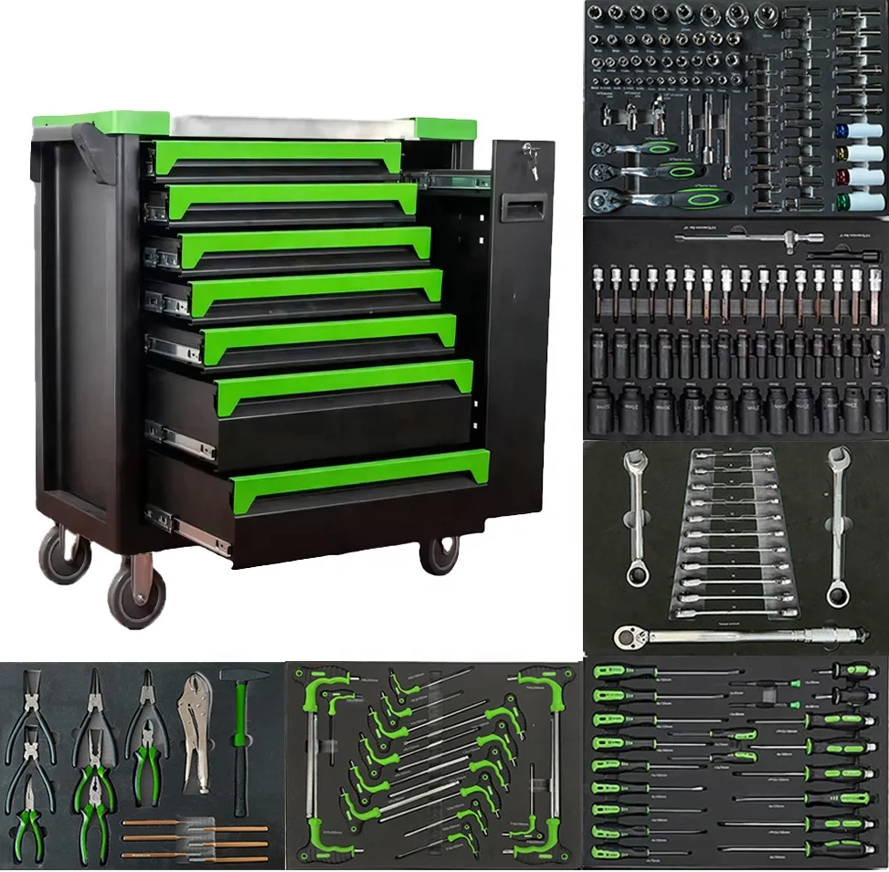 Nouvelle boîte de rangement pour outils en acier / chariot / armoire à outils avec kit d'outils mécaniques de 200 pièces / coffre à outils d'atelier