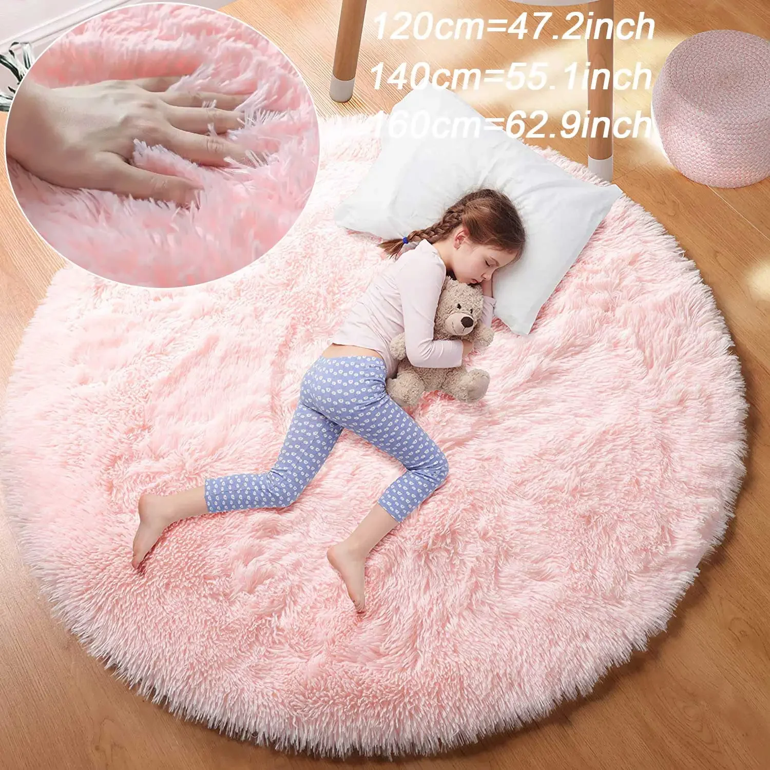 Superweicher Plüsch-Rundteppich, flauschige weiße Teppiche für Wohnzimmer, Heimdekoration, Schlafzimmer, Kinderzimmer, Salon, dicke Floroberfläche Image