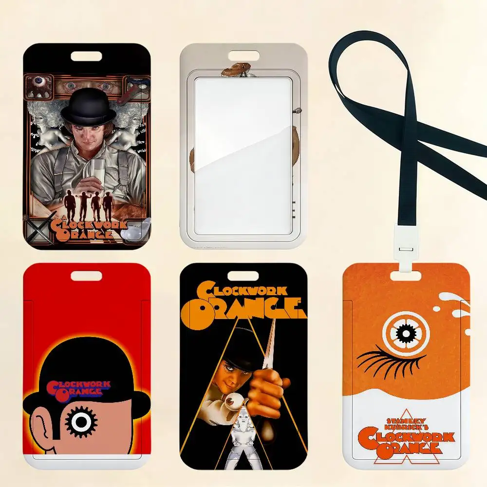 Horrorfilm C-Clockwork O-Orange Kartenhalter Kartenetui Bus U-Bahn Arbeitsausweis Studenten-Lanyard Halsbänder Ausweishalter Türkartenhalter Image