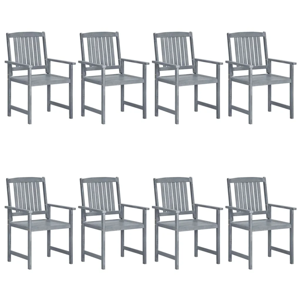 Gartenstühle, 8er-Set, massives Akazienholz, grau, 2 Stück, 4 Stück, Garten- und Terrassentisch, Gartenmöbel-Dekoration