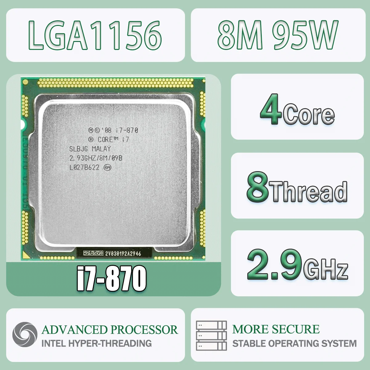 Intel Core I7-870 2,9 GHz 4 Kerne 8 Threads 8M 95W I7 870 Computer CPU Prozessor Server LGA1156
