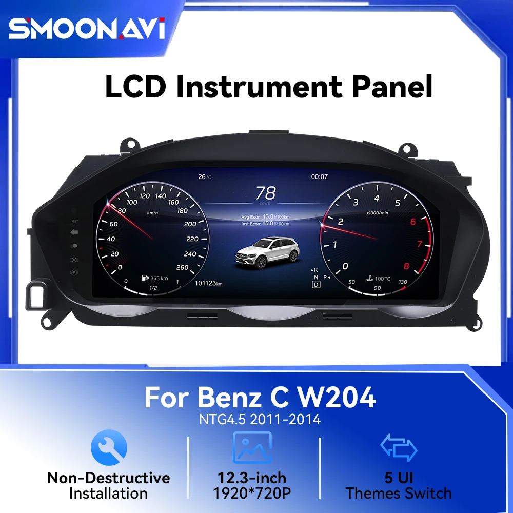 12,3-Zoll Digitales Instrumentencluster Virtuelles Cockpit LCD-Tachometer für Mercedes Benz C-Klasse W204 2011-2014 NTG4.5 Plug & Play Image