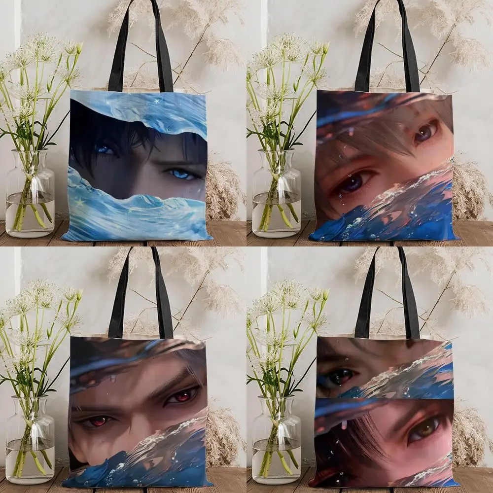 Love D-deepspace Aufbewahrungstaschen, doppelseitig bedruckte Canvas-Tragetasche, umweltfreundliche, wiederverwendbare Handtasche mit großem Fassungsvermögen Image