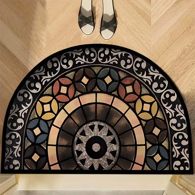 Exquisiter Antik-Stil Halbmond-Teppich mit Reichem Vintage-Design, Maschinenwaschbarer Teppich für Haustür, Schlafzimmer, Flur, Klassischer Wohnakzent Image