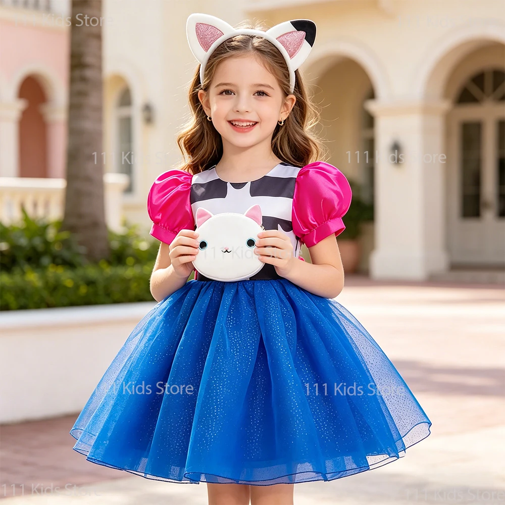 2026 Neues Tägliches Freizeitkleid für Mädchen, Sommer-Prinzessinnenkleid, Cosplay-Kostüm mit Stirnband und Tasche, Karnevals-Party-Outfit Image